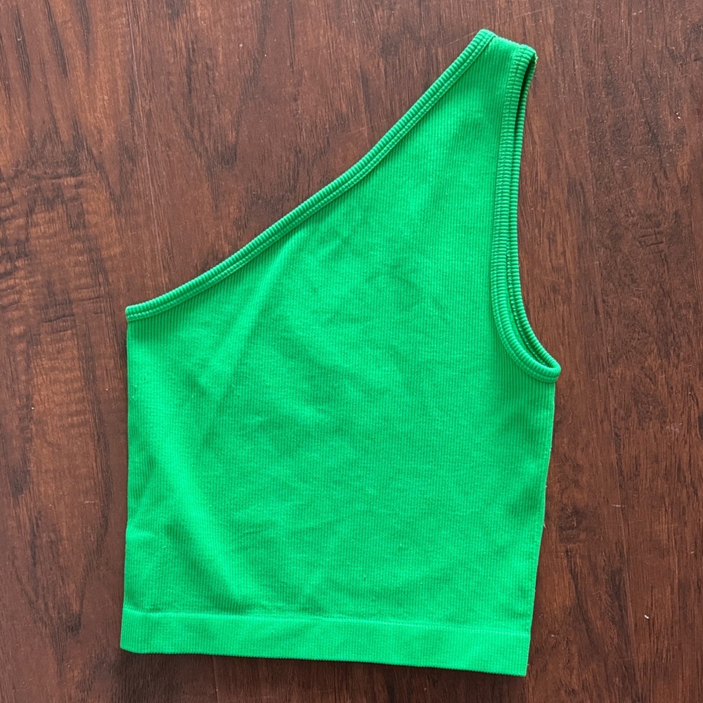 a new day Bright Green One-Shoulder Crop Top